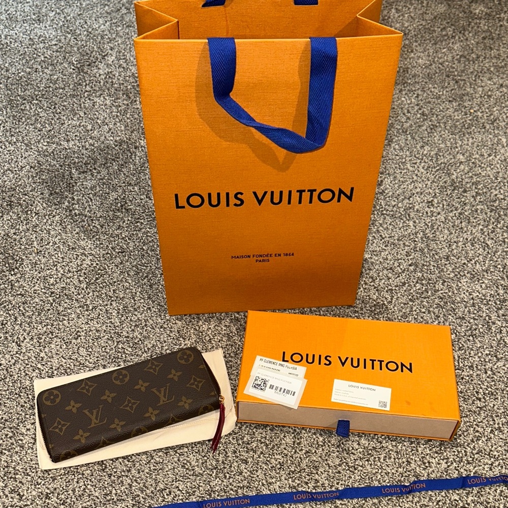 Louis Vuitton PF Clemence fuschsia Brown Monogram Wallet